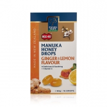 Manuka Health Honey Drops Ginger & Lemon Flavour 65g
