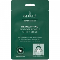 Sukin Super Greens Detoxifying Biodegradable Sheet Mask 25ml