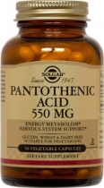 Pantothenic Acid 550 mg Vegetable Capsules