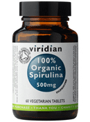 Spirulina 500mg tablets Organic excipient free 60 tablets