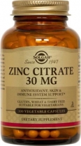 Zinc Citrate 30 mg Vegetable Capsules