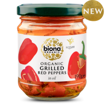 Biona Organic Grilled Red Peppers in Oil 190g