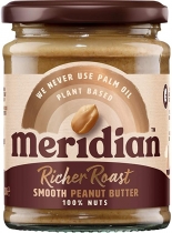 Meridian Richer Roast Smooth Peanut Butter 100% Nuts 280g