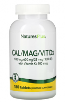 Natures Plus Cal/Mag/Vitamin D3 with Vitamin K2 180 Tablets