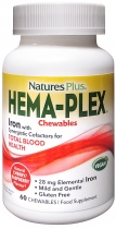 Natures Plus Hema-Plex Iron Total Blood Health 60 Chewables 