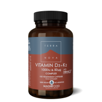 Terranova Vitamin D3 & K2 1000iu & 50ug Complex 100 Vegetarian Capsules