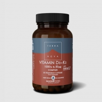 Terranova Vitamin D3 & K2 1000iu & 50ug Complex 50 Vegetarian Capsules